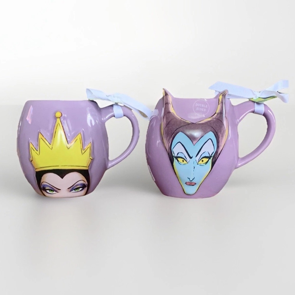 RAE DUNN VILLAINS Ceramic Mugs Maleficent Evil Queen Snow White Sleeping Beauty